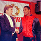 Donald Trump, owner of the USFL’s New Jersey Generals in the mid-1980s, shakes hands with Herschel Walker, then the league’s highest-profile star. Walker remains an insane Trump loyalist.